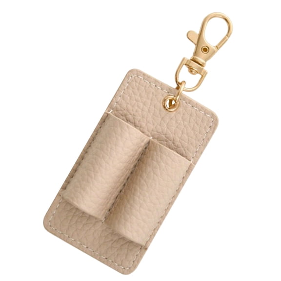 1 Pc Portable PU Pen Holder, Double Hole Hanging Pencil Clips, Pocket Fountain Pen Holder Keychain with Clasp for Nurse Courier Clerk, 3.2x1.6 inch