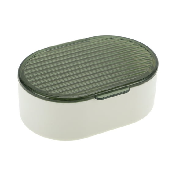 1 Pc Portable Soap Dish Double Layer Clear Green Soap Dish for Bathroom 5.91"x4.33"x2.17"