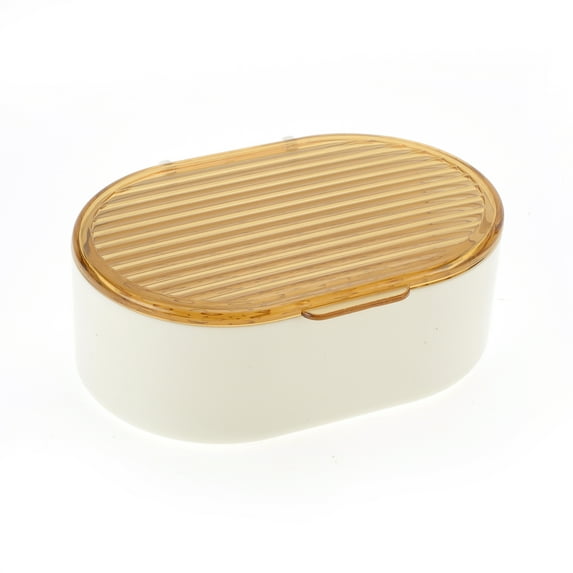 1 Pc Portable Soap Dish Double Layer Clear Yellow Soap Dish for Bathroom 5.91"x4.33"x2.17"