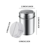 1 Pc Powder Sugar Shaker with Lid Powdered Sugar Shaker Duster, Cinnamon Shaker Flour Sifter, Fine Mesh Stainless Steel Dredge for Baking Soda Flour Cinnamon Cocoa, 2.3x3.3 Inch, Silver