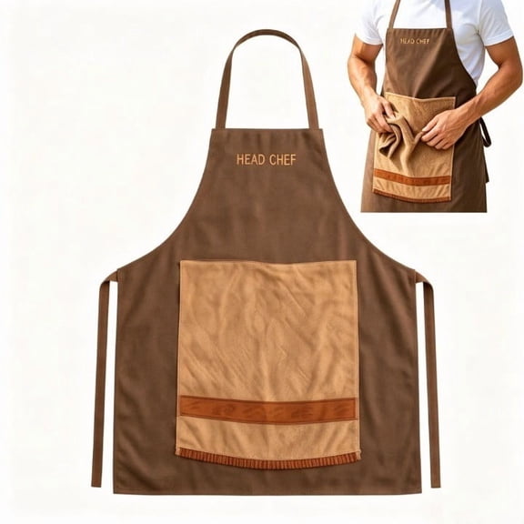 1 Pc Prank Sneaky Chef Apron with Attached Towel, Adjustable Funny Cooking BBQ Apron Novelty Gift for Men Grilling Kitchen Use