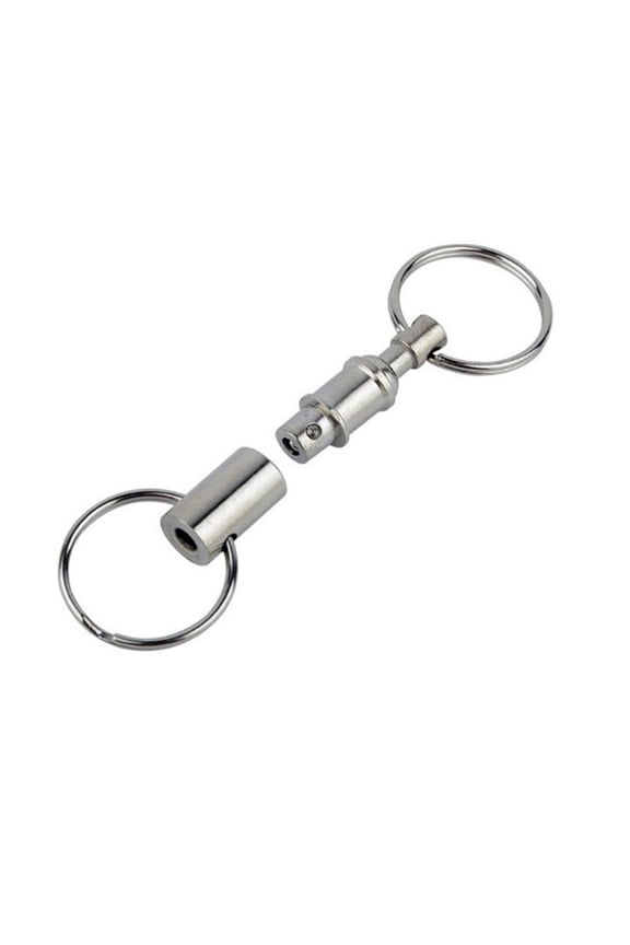 1 Pc Pull-Apart Silver Key Ring, Quick Release Side Slide, Pull Apart Key Chain Accessory with 2 Split Rings, Heavy Duty Dual Key Ring for Keys, 1.57 inch