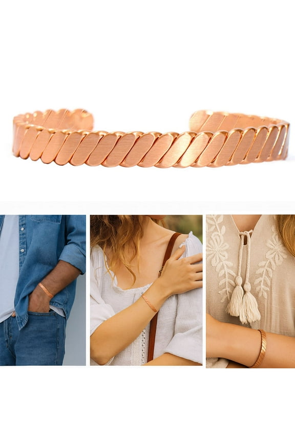 1 Pc Pure Copper Bracelet Twisted Flat Solid Cuff Bangle Arthritis Pain Relief