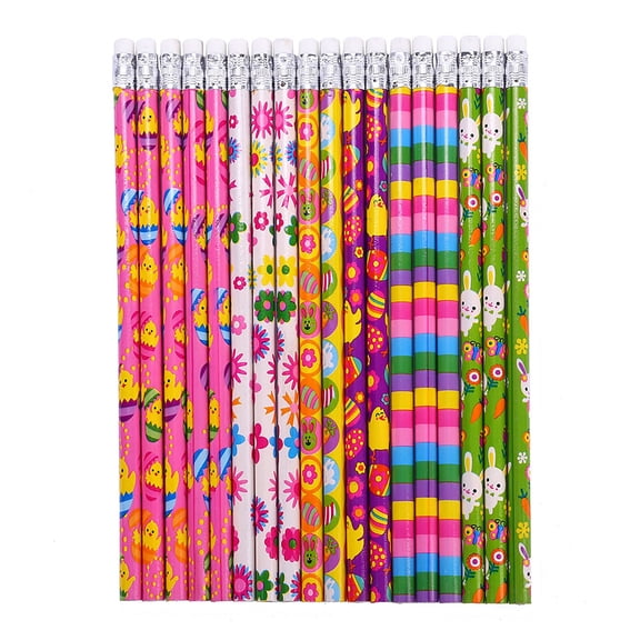 1 Pc Random Easter Pencils with Eraser Holiday Wood Cute Pencils for Happy Easter Egg Spring Party Supplies Favors Rewards, 6 Styles