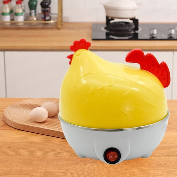 1 Pc Rapid Egg Cooker, Electric Egg Cooker, Chicken Shape, Automatic Shut Off, Mini Breakfast Machine, Kitchen Gadgets For Boiled Eggs, 6.3 Inch, Yellow + White