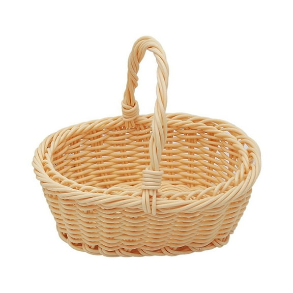 1 Pc Rattan Seagrass Basket, Portable Handmade Rattan Storage Container Storage Basket Houseware Storage Basket Wooden Woven Storage Basket with Handle, 7.87x2.95 Inch, Small