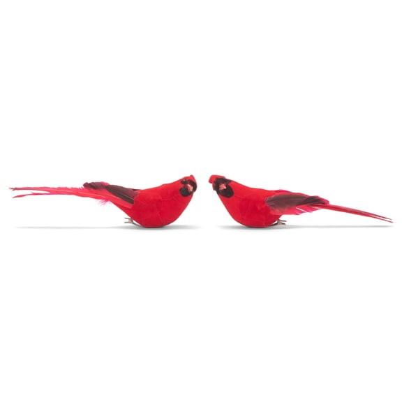 Cardinal Bright Red and Black 7 Inches Polyfoam Clip-On Ornament Set of 2