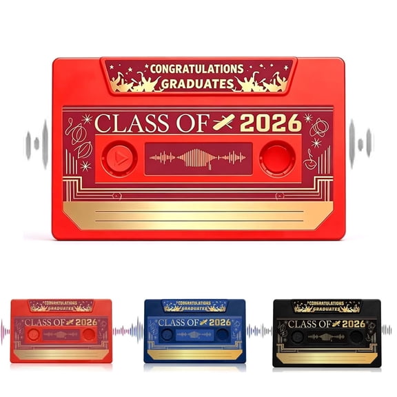 1 Pc, Recordable Retro Cassette - Audio Keepsake for Graduation Music Note, Memory Recorder, Talking Card(red