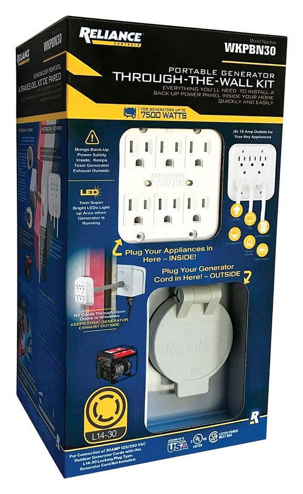Power Transfer Kit 1 Pc, Reliance Controls 30 Amps 125 V 6 Space 6 Circuits Surface Mount ...