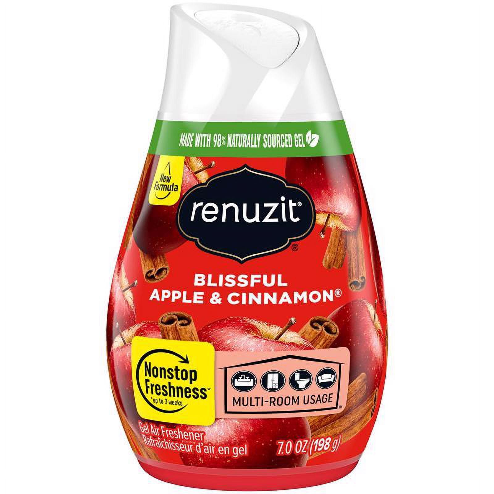 1 Pc, Renuzit Blissful Apple Cinnamon Scent Air Freshener 7 Oz Gel 1 Pk