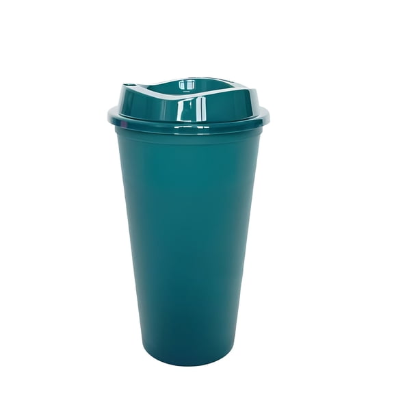 1 Pc Reusable Coffee Cups with Lids 475ml Travel Cups Plastic to Go Coffee Mug with Lid Tumblers Travel Mug for DIY Hot Cold Drink Party Favors, Blackish Green