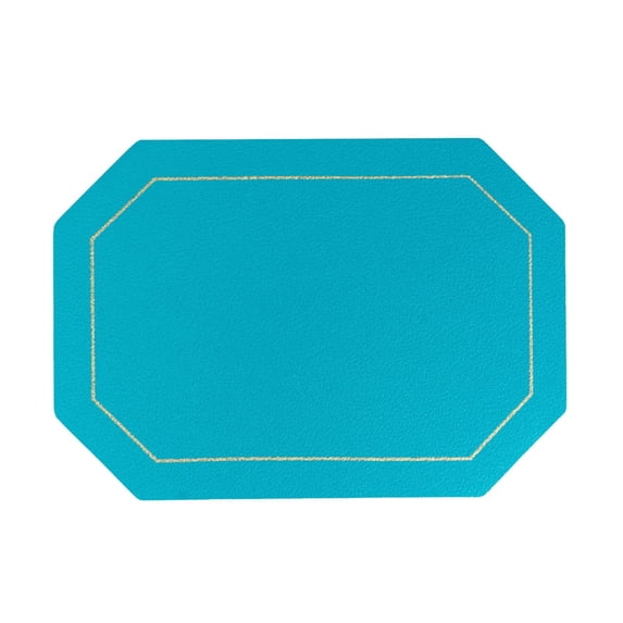 1 Pc Reversible Placemats, Faux Leather Heat Resistant Placemats Washable Table Mats Wipeable Place Mats for Dining Table Wedding Coffee Shop Decoration, 5.51x3.94 Inch, Green