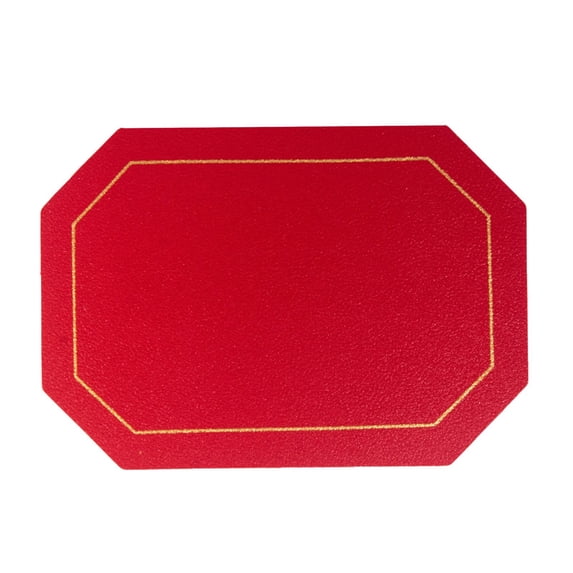 1 Pc Reversible Placemats, Faux Leather Heat Resistant Placemats Washable Table Mats Wipeable Place Mats for Dining Table Wedding Coffee Shop Decoration, 5.51x3.94 Inch, Red
