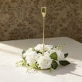 thumbnail image 1 of 1 Pc Rose Candle Rings Artificial Flower Candle Wreath with 3 Roses & Greenery 7.87 Inch for Table Centerpiece Valentine's Day Wedding Fireplace Mantel Decor, Style C, 1 of 4