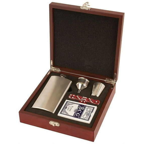 1 Pc, Rosewood Flask Gift Set 8.25 " X 8.25 " X 2.375 "