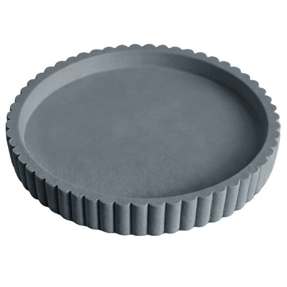 1 Pc Round Scalloped Decorative Tray, Non-Slip Organizer Tray, Countertop Storage Tray, Decorative Tray Waterproof Shatterproof for Bathroom Kitchen Coffee Table, 4.92"x4.92"x0.39", Gray