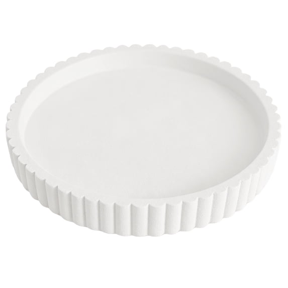 1 Pc Round Scalloped Decorative Tray, Non-Slip Organizer Tray, Countertop Storage Tray, Decorative Tray Waterproof Shatterproof for Bathroom Kitchen Coffee Table, 4.92"x4.92"x0.39", White