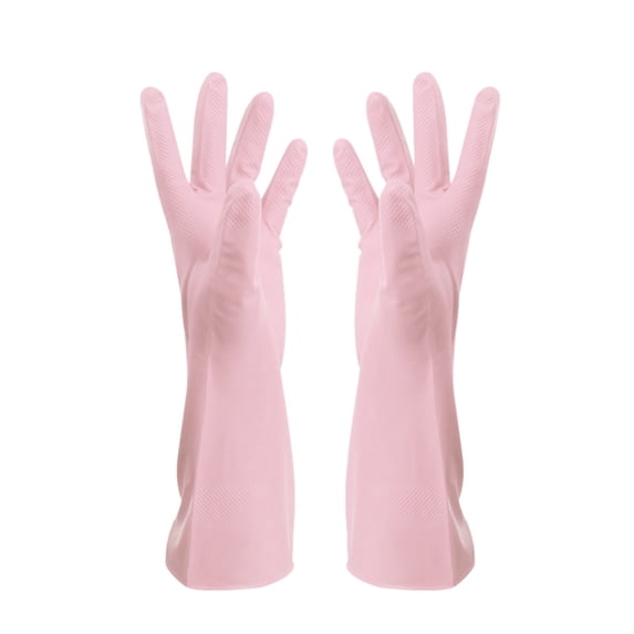 1 Pc Rubber Gloves for Dishwashing Reusable Household Gloves, Rubber Dishwashing gloves, Extra Thickness, Long Sleeves, Kitchen Cleaning, Working, Painting, Gardening, Pet Care, Pink Large