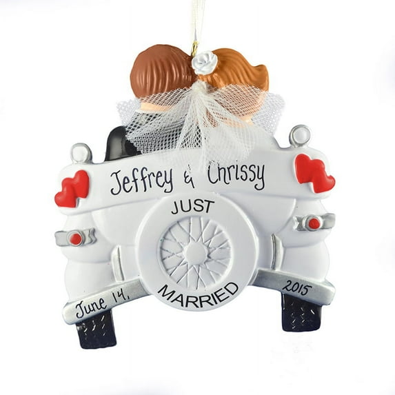 Vintage Wedding Car Personalized Christmas Ornament DO-IT-YOURSELF