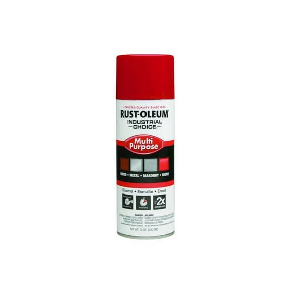 Rust-Oleum Industrial 1600 System General Purpose Enamel Aerosol, Safety Red 12 oz. Can, Lot of 6