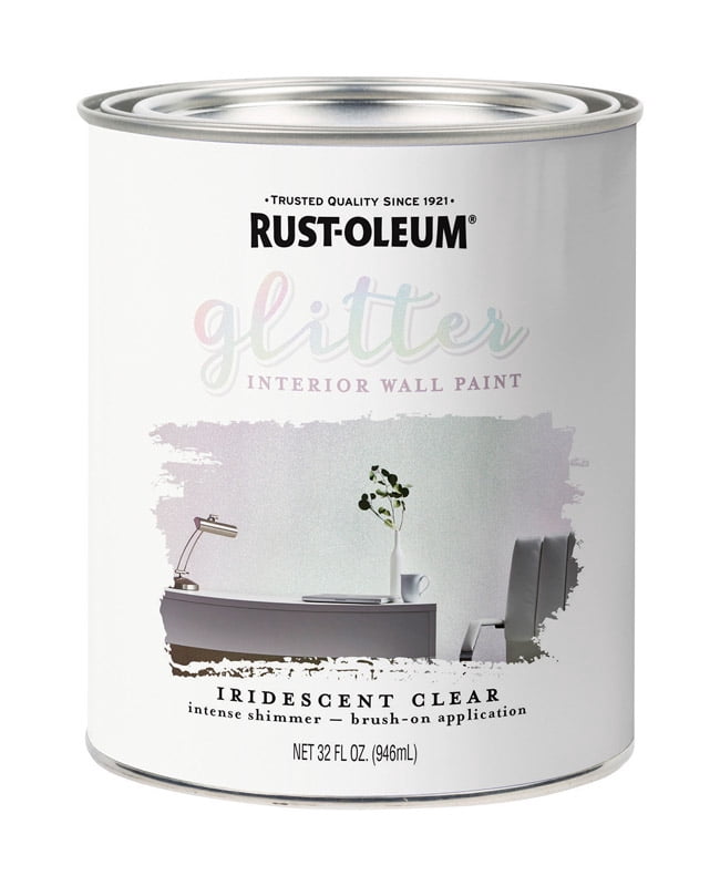 1 Pc, Rust-Oleum Specialty Satin Iridescent Clear Water-Based Glitter Interior Wall Paint Interior 28 Oz
