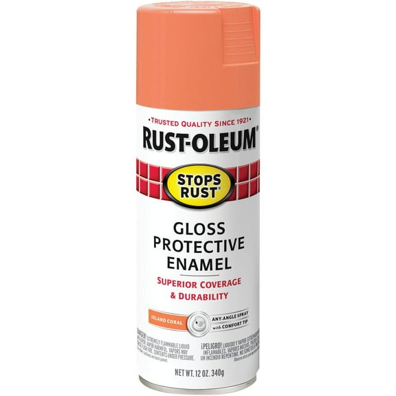 1 Pc Rust-Oleum Stops Rust Gloss Island Coral 12 Oz. Protective Enamel Spray Paint