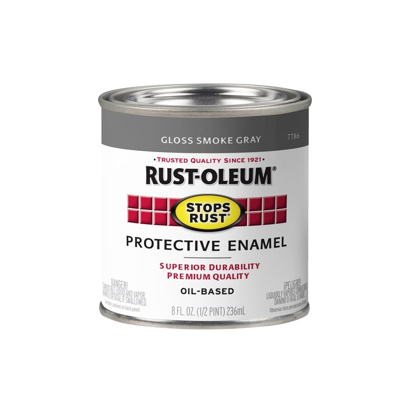 1 Pc, Rust-Oleum Stops Rust Indoor And Outdoor Gloss Smoke Gray Oil-Based Protective Paint 0.5 Pt