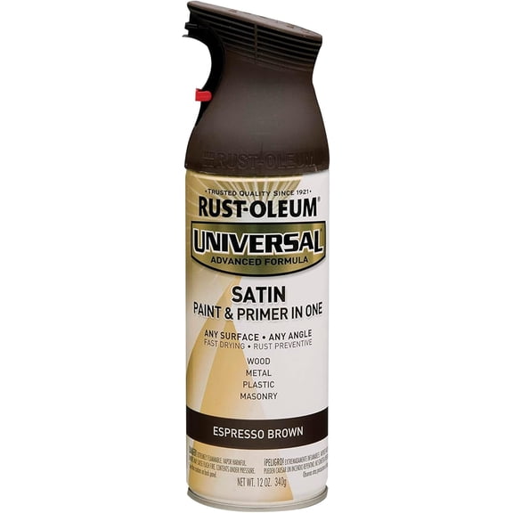 Rust-Oleum Universal Premium Satin Spray Paint, Aerosol 12 oz Espresso Brown- 247570