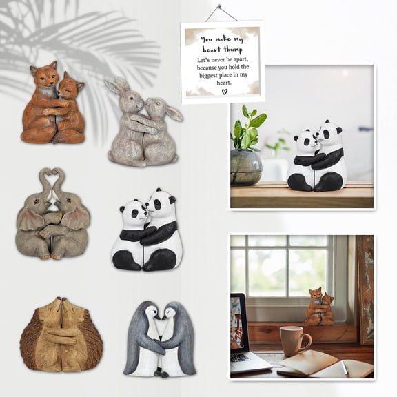 1 Pc Sculpture Clearance! Nomeni Animal Love Couple Hugging A Pair of Figurines Decoration Home Decor Panda, Home Decor Promotion Sale!