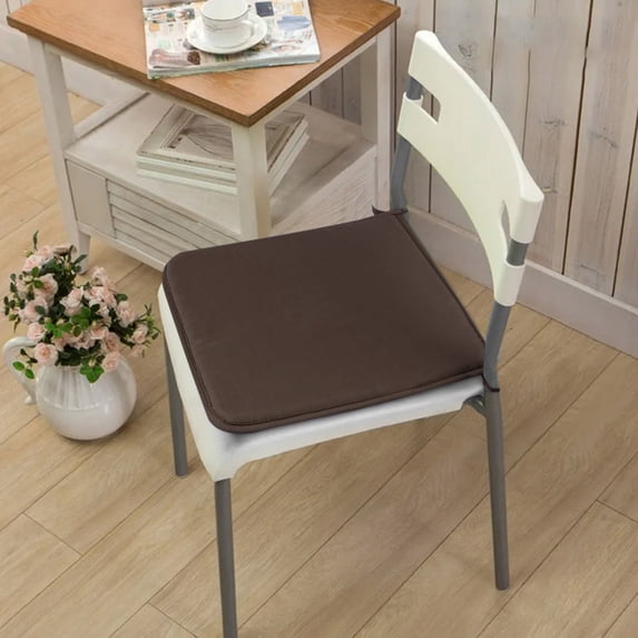 1 Pc Seat Cushion Comfort Chair Pads Square Seat Cushion with Ties Soft Dining Chair Pads Chair Pad Cushions for Kitchen Garden Patio Bistros Outdoor & Indoor Chairs, 15.7x15.7x0.79 Inch, Coffee