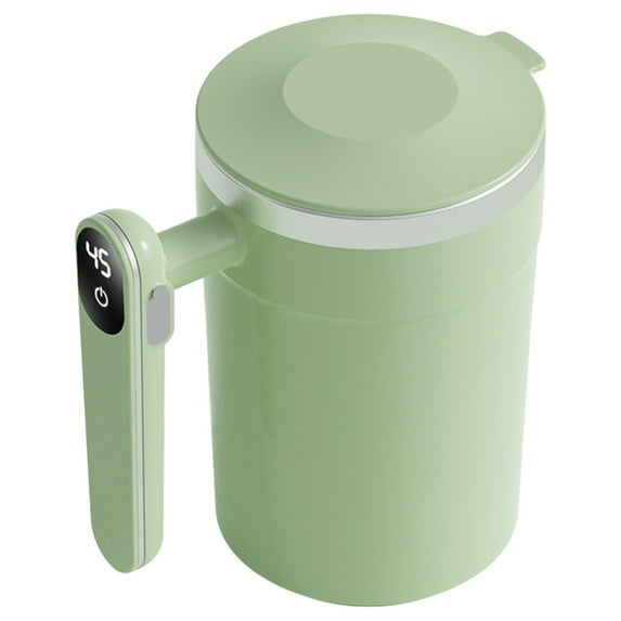1 Pc Self Stirring Coffee Mug with Temperature Display, Rechargeable Stirring Mug, Automatic Self Stirring Cup with Lid, for Coffee, Milk and Other Beverages, 4.84x3.43x5.79 Inch, Green