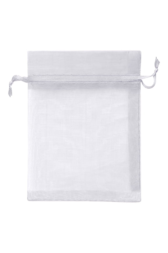1 Pc Sheer Drawstring Organza Bags - Jewelry Pouches, Wedding Party Favor & Gift Bags - Kyezi Design and Craft, 5.12"x7.09", White