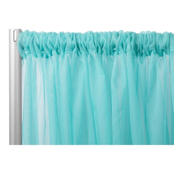 1 Pc, Sheer Voile Flame Retardant (Fr) 8Ft H X 118" W Drape/Backdrop Curtain Panel - Turquoise(Machine Washable Cold & Low Heat) For Upcoming Wedding, Birthday, Shower, Tradeshow