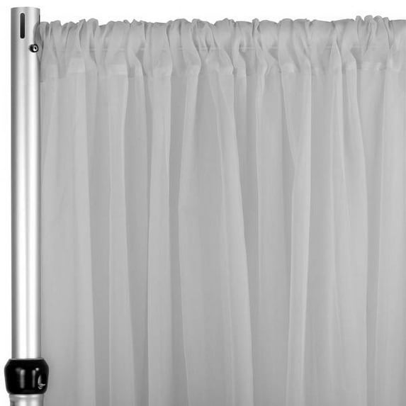 1 Pc, Sheer Voile Flame Retardant (Fr) 8Ft H x 118" W Drape/Backdrop Curtain Panel - Silver for Wedding, Birthday, Shower, Tradeshow, or Event