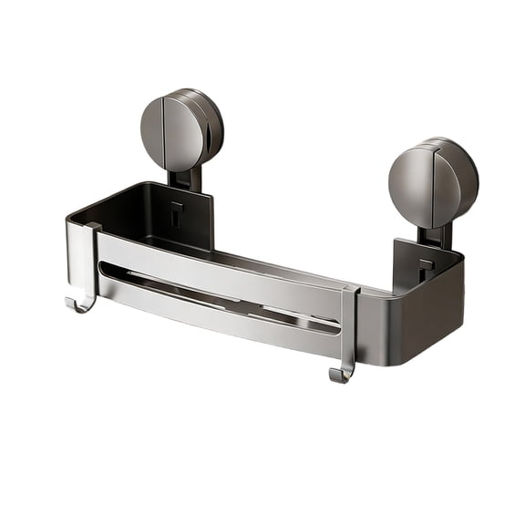 1 Pc Shower Caddy Suction Cup No Drilling Suction Cup Shower Shelf Heavy Duty Bathroom Shower Organizer Storage Rack Adhesive with Towel Bar Hooks, 12.6x4.72x5.31 Inch, Square Rodless