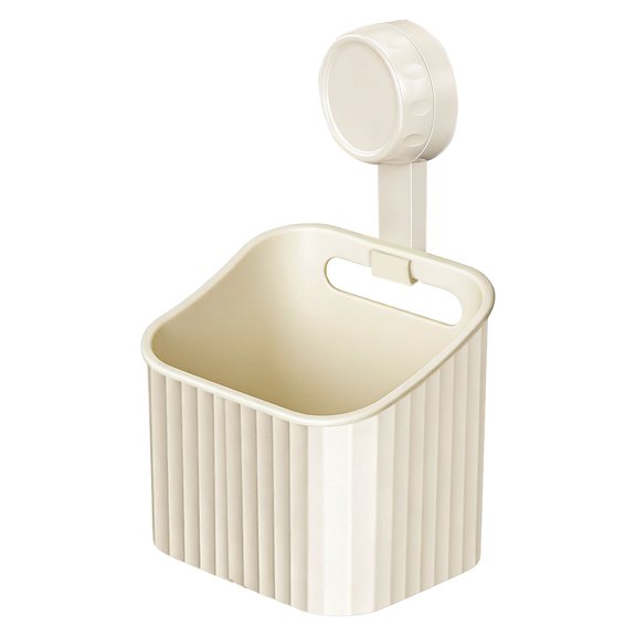1 Pc Shower Caddy Suction Cup Heavy Duty Bathroom Organizer Removable Shelves for Inside Shower, Shampoo, Waterproof Suction Plastic Storage for Bathroom Accessories Holder, 3.14"x4.13"x3.3", Cream