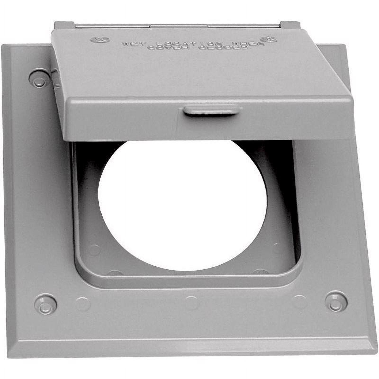 Gray Metal 2-Gang Weatherproof Outlet Cover