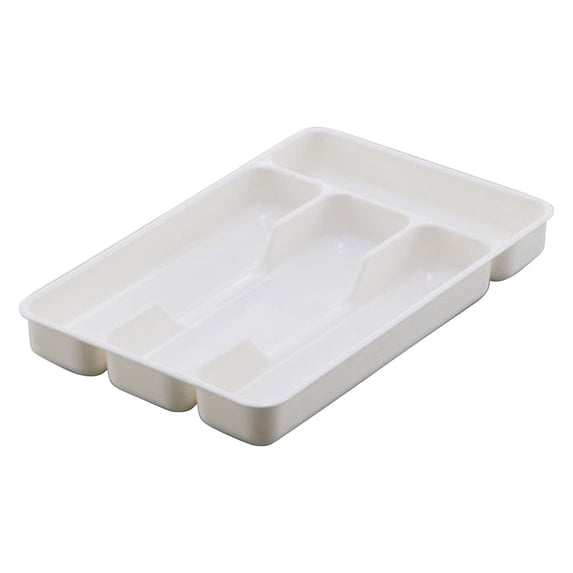 1 Pc Silverware Organizer, Food-Safe Cutlery Flatware Organizer, Kitchen Utensil Drawer Organizer, Multipurpose Kitchen Storage Solution Cutlery Tray for Forks Knives Spoons, 10.7"x6.9", White
