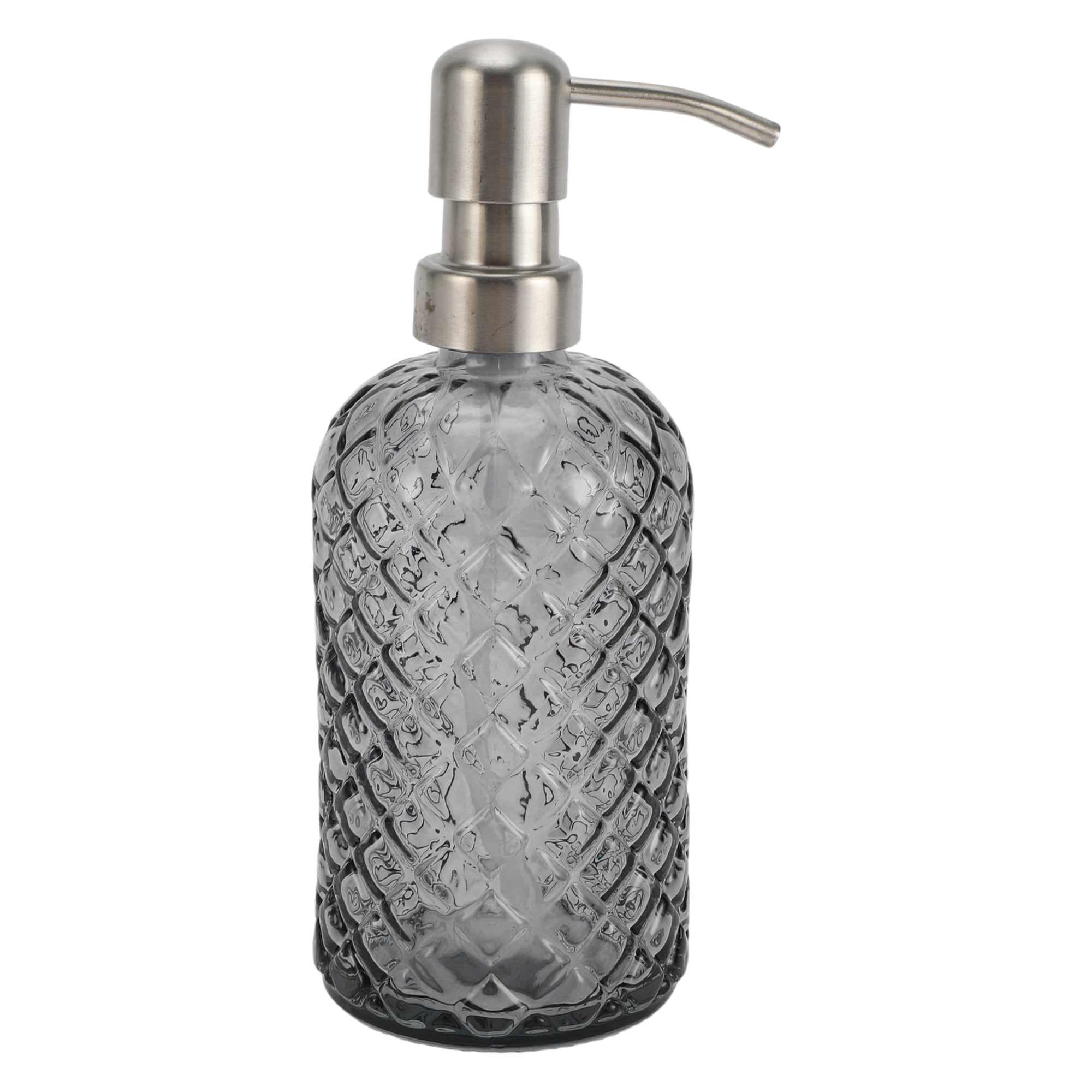 1 Pc Simple Cylindrical Soap Pump Dispenser for Bath 400ml Gray Silver Tone
