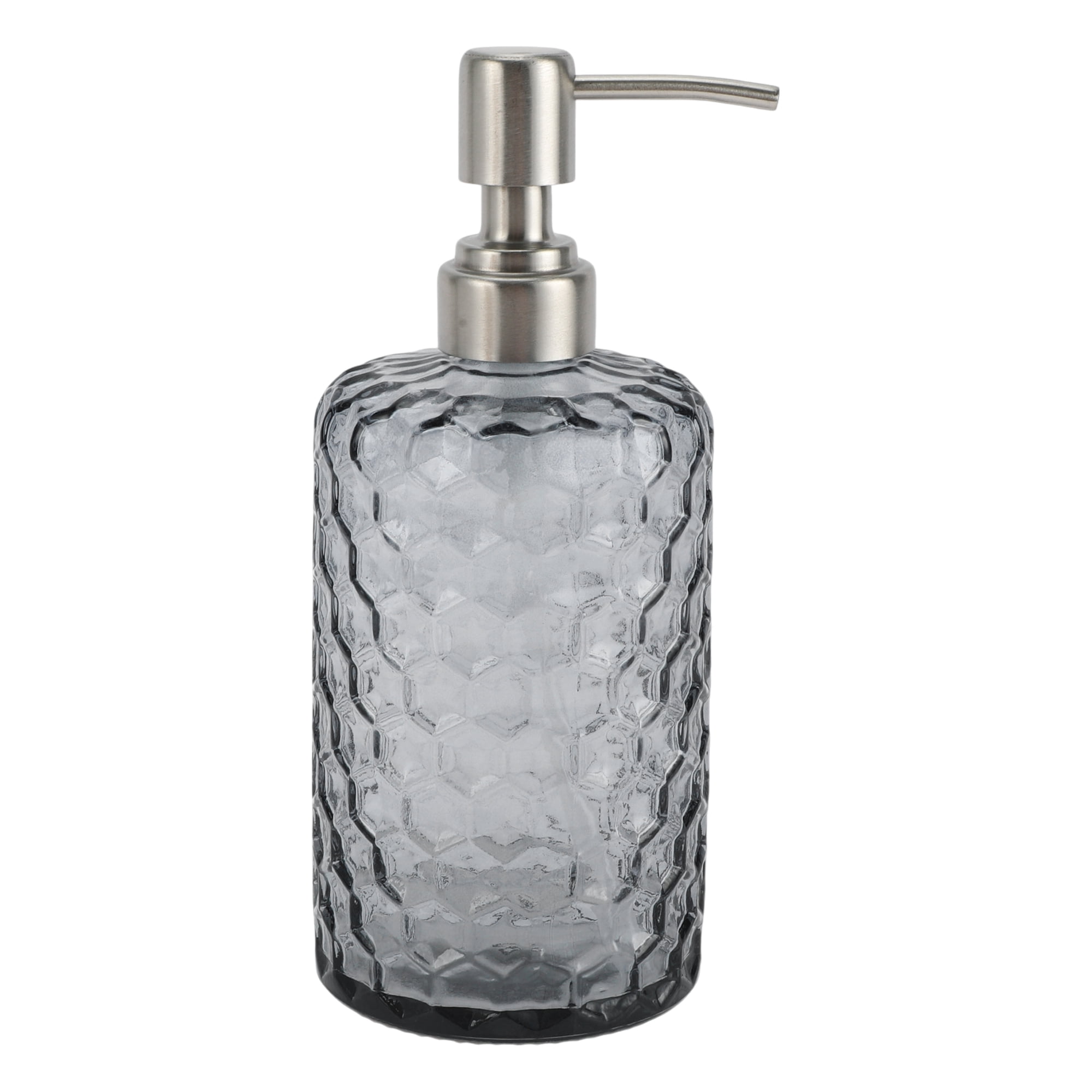 1 Pc Simple Cylindrical Soap Pump Dispenser for Bath 500ml Gray Silver Tone