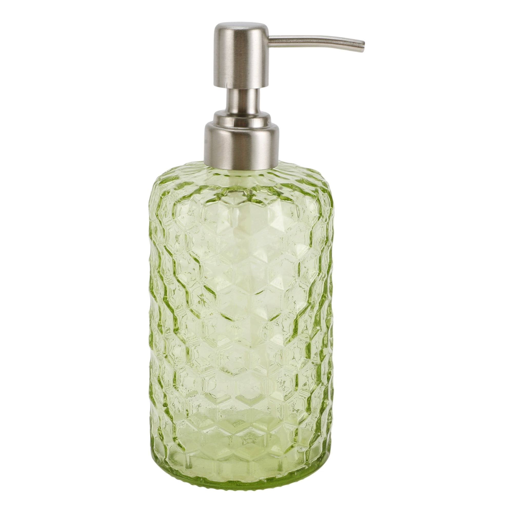 1 Pc Simple Cylindrical Soap Pump Dispenser for Bath 500ml Green Silver Tone
