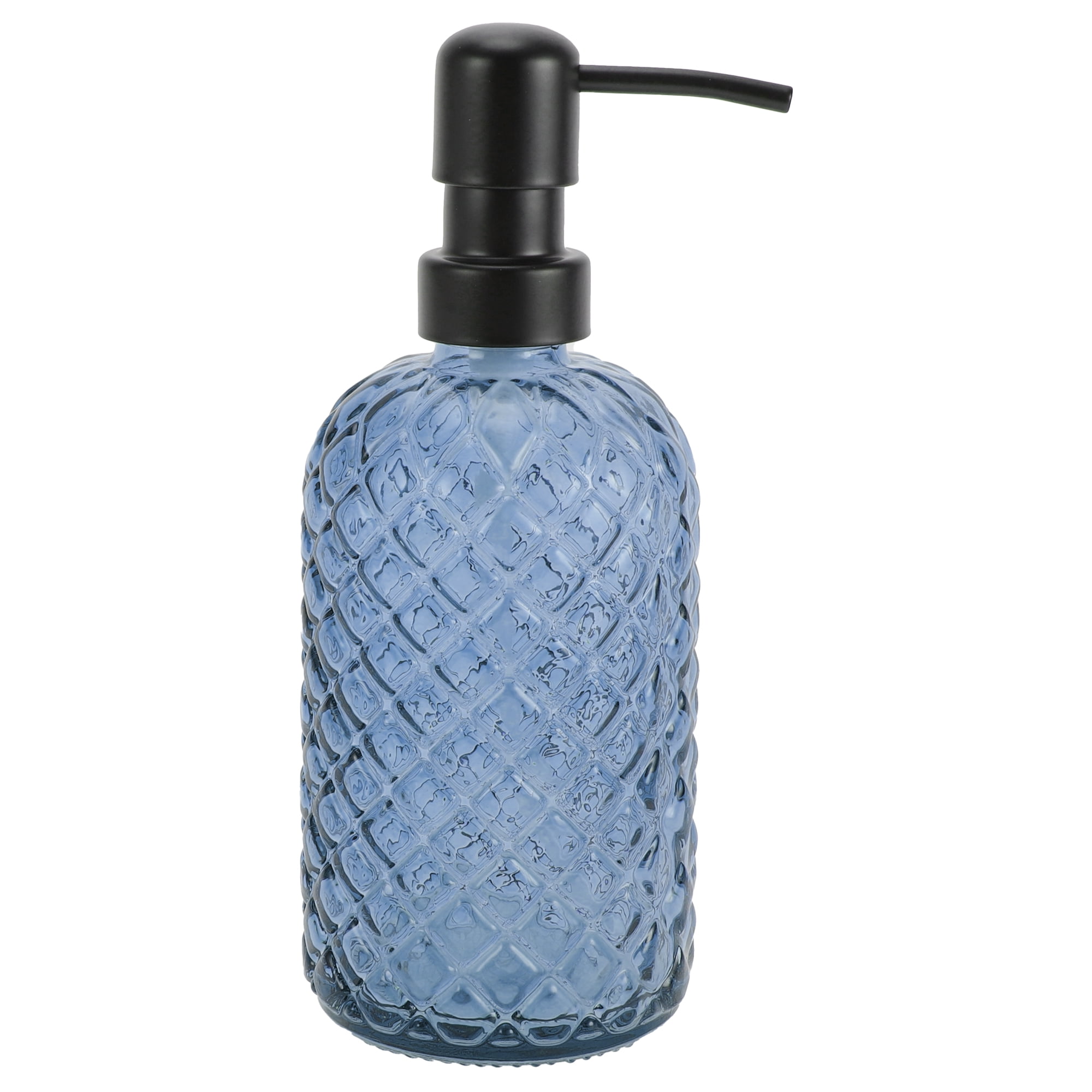 1 Pc Simple Cylindrical Soap Pump Dispenser for Bathroom 400ml Blue Black
