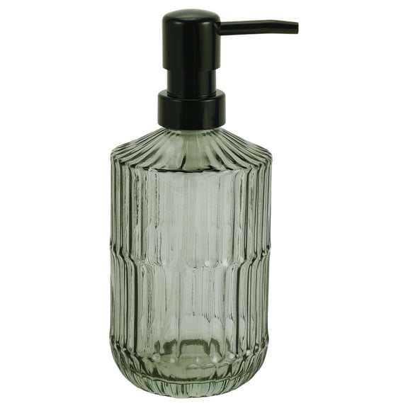 1 Pc Simple Vertical Lines Soap Pump Dispenser for Bathroom 450ml Green Black