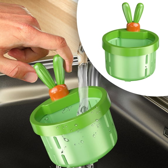 1 Pc Sink Drain Strainer – Press-to-Dump Kitchen Sink Filter Basket, Food Residue Collector with One-Press Lifting Stopper, Multifunctional Waste Catcher for Home, Green