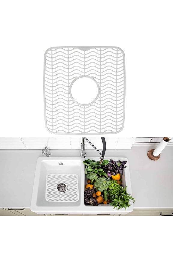 1 Pc Sink Mat Dish Rack Cushion Drainer Protector Pad Kitchen 11" x 12" White