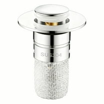 1 Pc Sink Stopper Hair Catcher, Pop-up Sink Drain Strainer with Removable Stainless Steel Strainer Basket Hair Catcher, Bathroom Sink Strainer for Bathroom Sink Stopper Replacement, Pure Copper Core