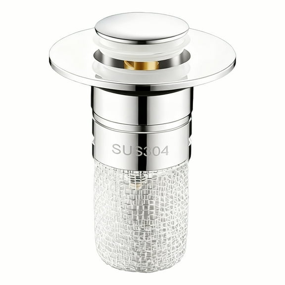 1 Pc Sink Stopper Hair Catcher, Pop-up Sink Drain Strainer with Removable Stainless Steel Strainer Basket Hair Catcher, Bathroom Sink Strainer for Bathroom Sink Stopper Replacement, Pure Copper Core