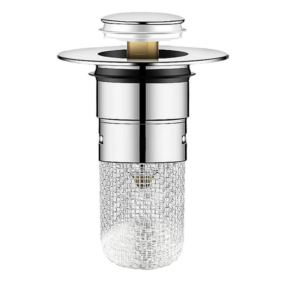 1 Pc Sink Stopper Hair Catcher Pop-up Sink Drain Strainer with Removable Stainless Steel Strainer Basket Hair Catcher, Bathroom Sink Strainer for Bathroom Sink Stopper Replacement, Plastic