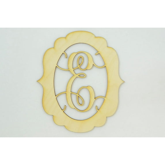 1 Pc, Small 5" X 5.75" X 1/4 Inch Thick Framed Monogram w/Vine Font Letter E For Party & Home Decor