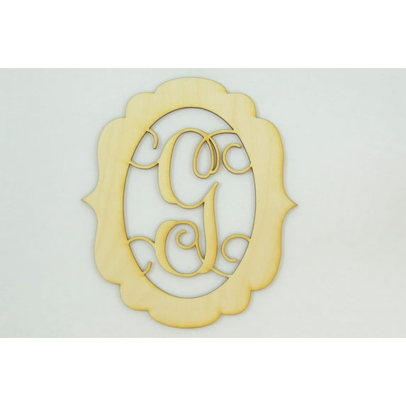 1 Pc, Small 5" X 5.75" X 1/8 Inch Thick Framed Monogram w/Vine Font Letter G For Party & Home Decor